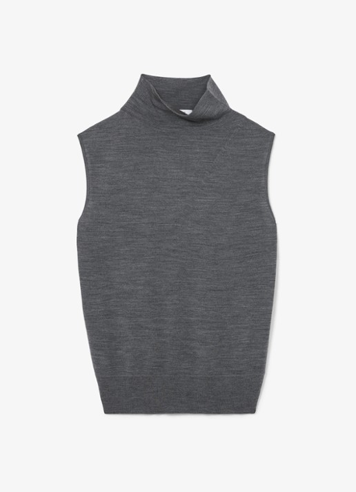 Reiss Honey top van wol met col - voorkant 4 dark charcoal grey / grijs