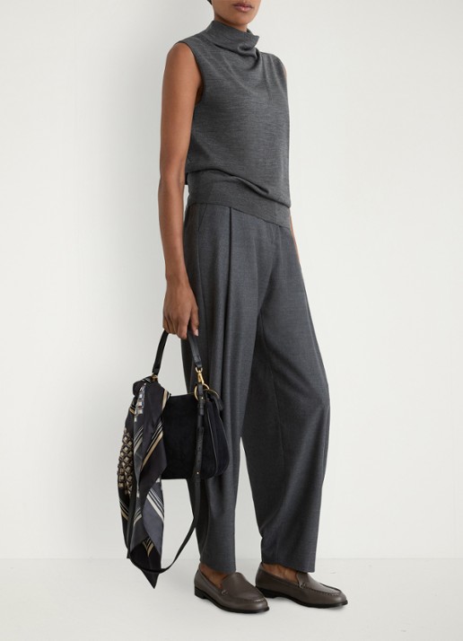 Reiss Honey top van wol met col - voorkant 5 dark charcoal grey / grijs