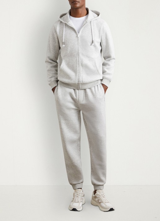 Reiss Howel sweatvest met capuchon  - voorkant 2 soft grey / grijs