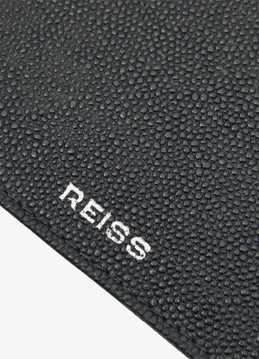 Reiss Hugo pasjeshouder van leer met structuur - detail 3 black / zwart