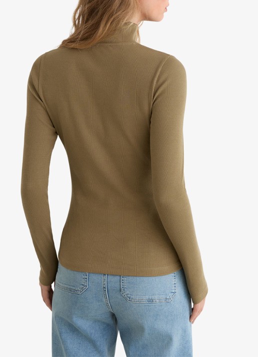 Reiss Ida top opstaande kraag - achterkant 4 donkerbeige