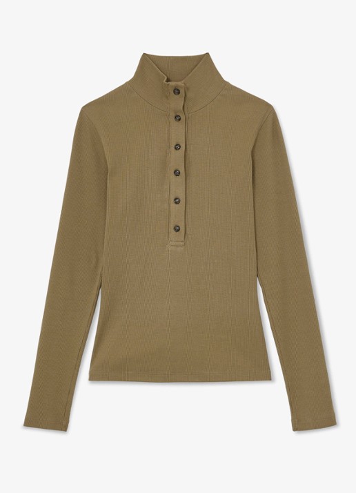 Reiss Ida top opstaande kraag - voorkant 5 donkerbeige