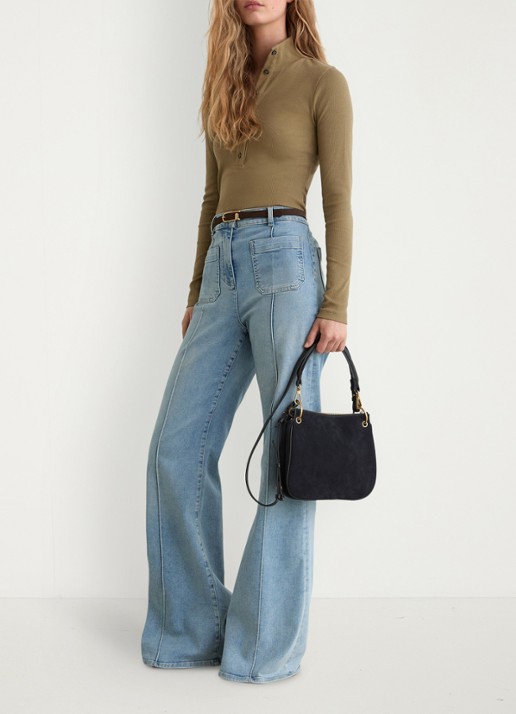 Reiss Ida top opstaande kraag - voorkant 6 donkerbeige