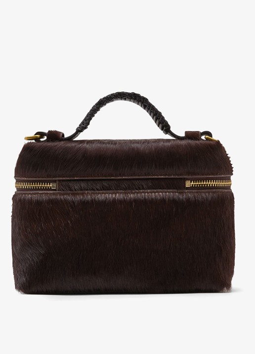 Reiss Ines crossbodytas van leer - achterkant donkerbruin