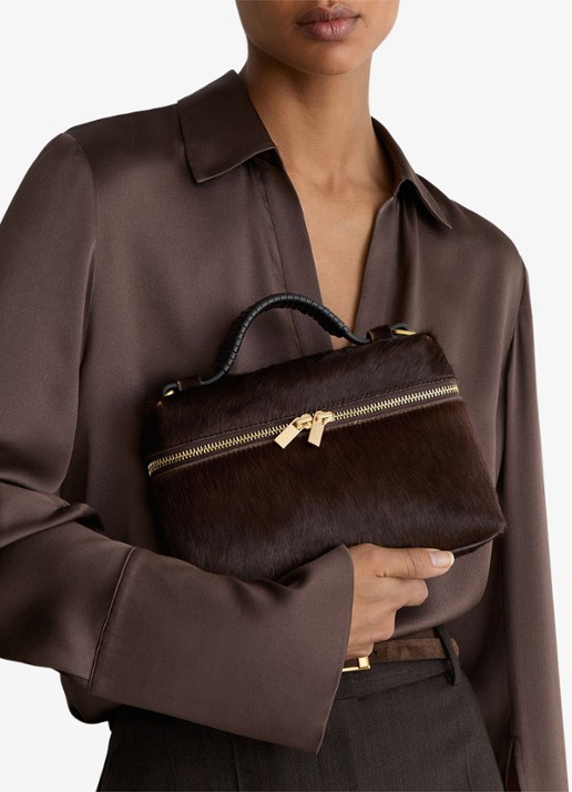Reiss Ines crossbodytas van leer - voorkant 3 donkerbruin