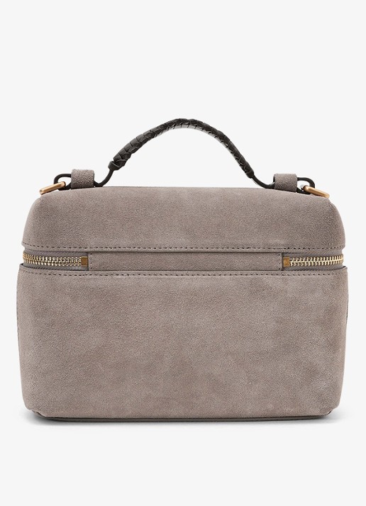 Reiss Ines handtas van suède met afneembare schouderriem - achterkant 3 grey / grijs