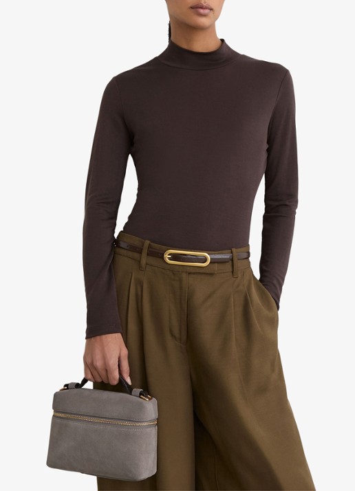 Reiss Ines handtas van suède met afneembare schouderriem - detail 4 grey / grijs