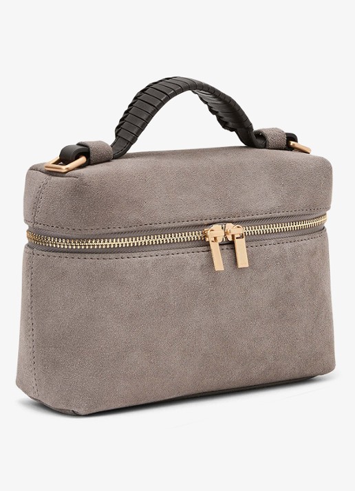 Reiss Ines handtas van suède met afneembare schouderriem - detail 7 grey / grijs