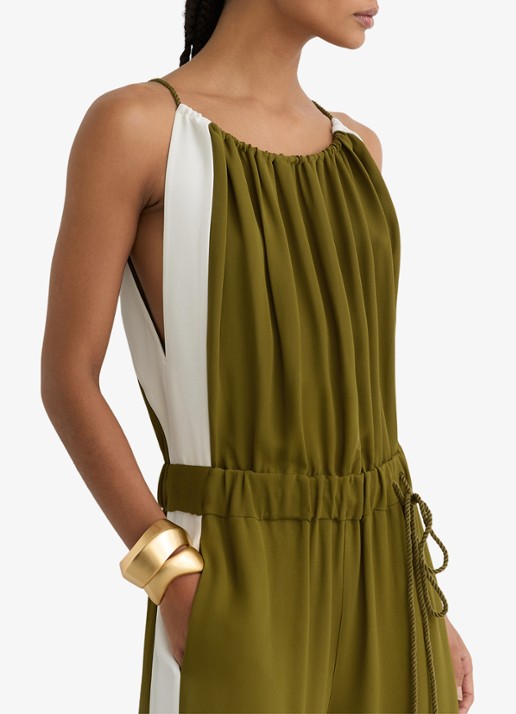 Reiss Inez wide fit jumpsuit met trekkoord - detail 3 groen