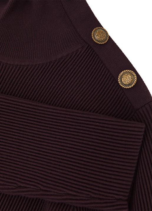 Reiss Isabella ribgebreide top met opstaande kraag - detail 3 bordeauxrood