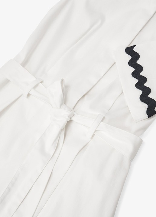 Reiss Isabelle midi jurk met strikceintuur - detail 4 gebroken wit
