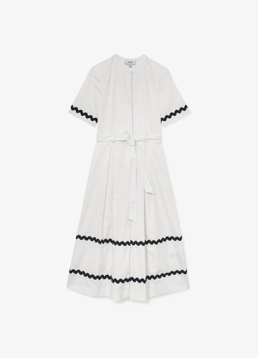 Reiss Isabelle midi jurk met strikceintuur - voorkant 7 gebroken wit