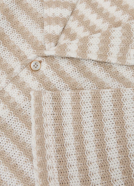 Reiss Island grofgebreid regular fit overhemd met streepprint - detail 5 wit / oatmeal