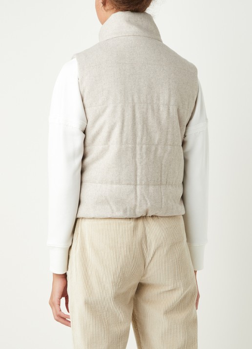 Reiss Ivy reversible gewatteerde bodywarmer in wolblend - achterkant beige