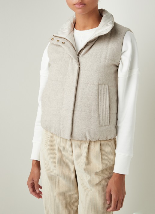 Reiss Ivy reversible gewatteerde bodywarmer in wolblend - detail 2 beige
