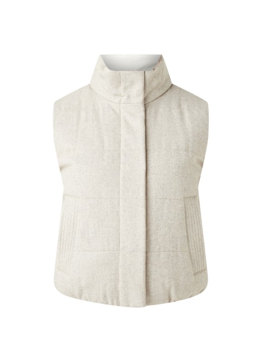 Reiss Ivy reversible gewatteerde bodywarmer in wolblend - voorkant 3 beige