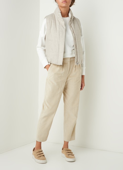 Reiss Ivy reversible gewatteerde bodywarmer in wolblend - voorkant 4 beige