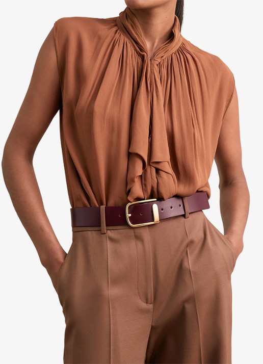Reiss Iyla riem van leer  - voorkant 2 aubergine
