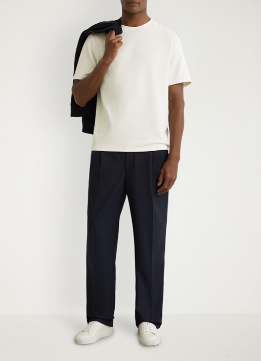Reiss Jack T-shirt met structuur en ronde hals - voorkant 5 wit