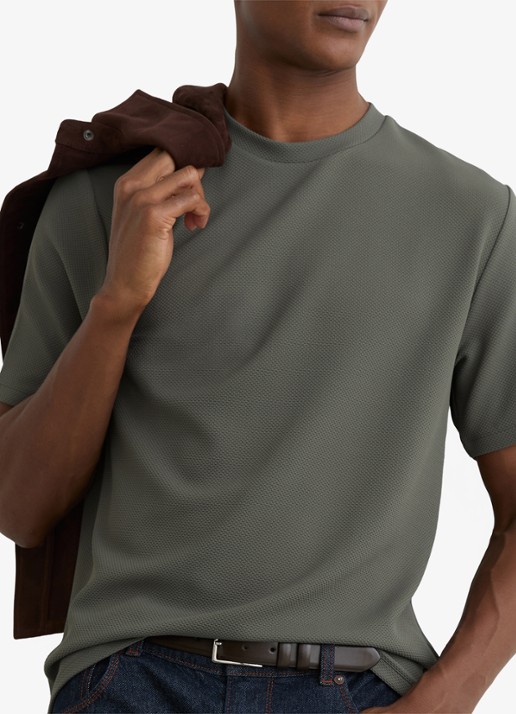Reiss Jack T-shirt met structuur en ronde hals - detail 3 groen