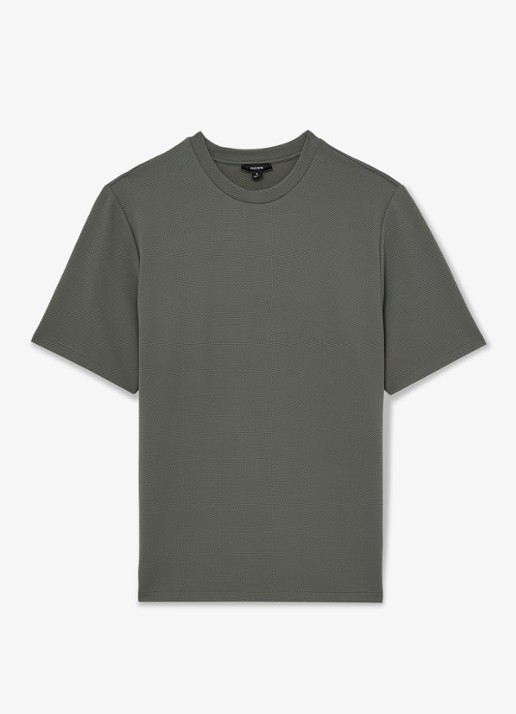 Reiss Jack T-shirt met structuur en ronde hals - voorkant 5 groen