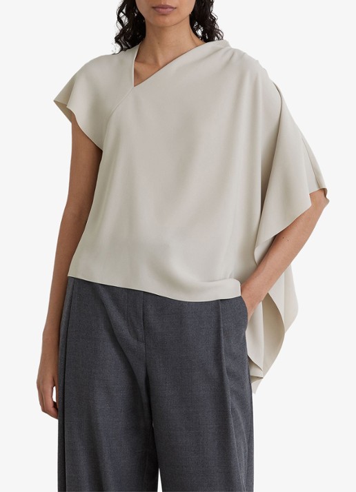 Reiss Jade top met asymmetrische hals - detail 4 lichtgrijs