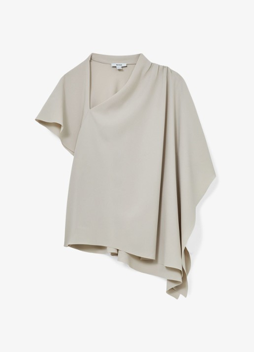 Reiss Jade top met asymmetrische hals - voorkant lichtgrijs