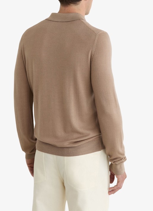 Reiss Jay regular fit polo met structuur - achterkant 6 taupe brown / bruin