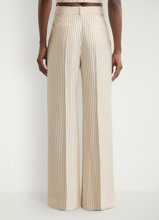 Reiss Jayce high waist wide fit pantalon met streepprint - achterkant 3 creme