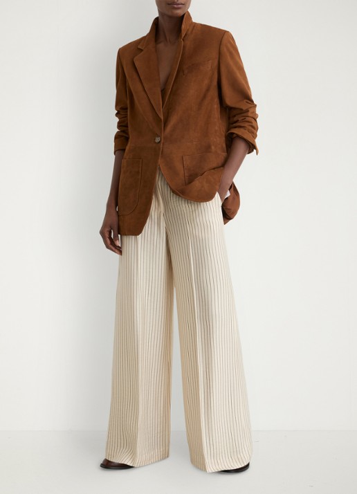 Reiss Jayce high waist wide fit pantalon met streepprint - detail 5 creme