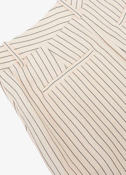 Reiss Jayce high waist wide fit pantalon met streepprint - detail 7 creme