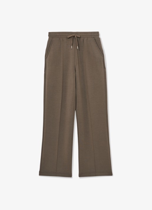 Reiss Jemma high waist straight fit joggingbroek met steekzakken - voorkant khaki