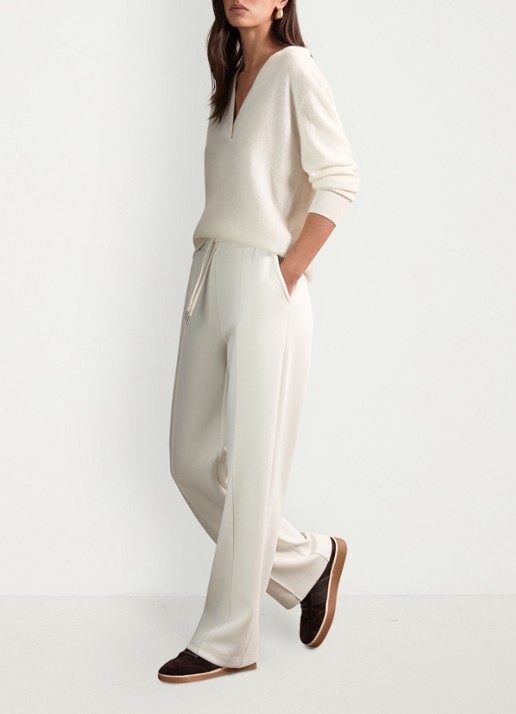 Reiss Jemma high waist straight fit joggingbroek met steekzakken - voorkant 2 wit