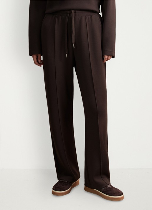 Reiss Jemma high waist straight fit joggingbroek met steekzakken - detail 8 chocoladebruin