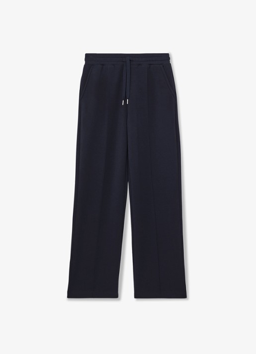 Reiss Jemma high waist straight fit joggingbroek met steekzakken - voorkant donkerblauw