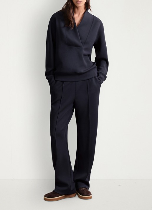 Reiss Jemma high waist straight fit joggingbroek met steekzakken - voorkant 2 donkerblauw