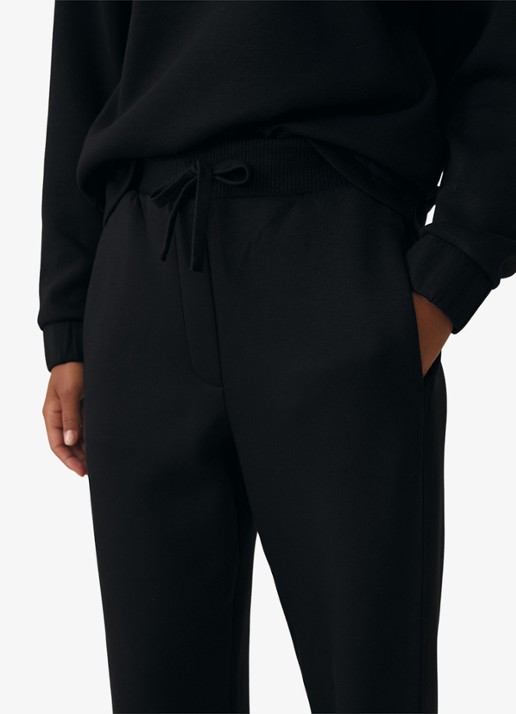 Reiss Jemma high waist straight fit joggingbroek met steekzakken - detail 4 black / zwart