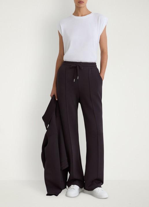 Reiss Jemma high waist straight fit joggingbroek met steekzakken - detail aubergine