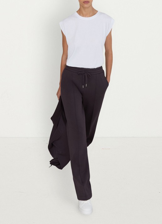 Reiss Jemma high waist straight fit joggingbroek met steekzakken - voorkant 7 aubergine