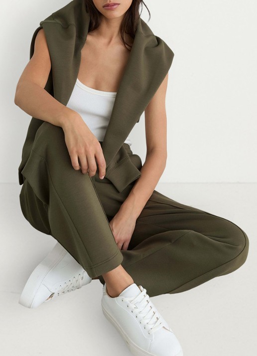 Reiss Jemma high waist wide fit joggingbroek met steekzakken - detail 4 olijfgroen
