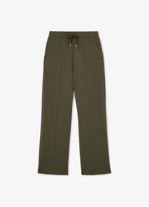 Reiss Jemma high waist wide fit joggingbroek met steekzakken - voorkant olijfgroen