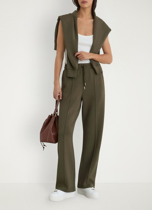 Reiss Jemma high waist wide fit joggingbroek met steekzakken - voorkant 2 olijfgroen