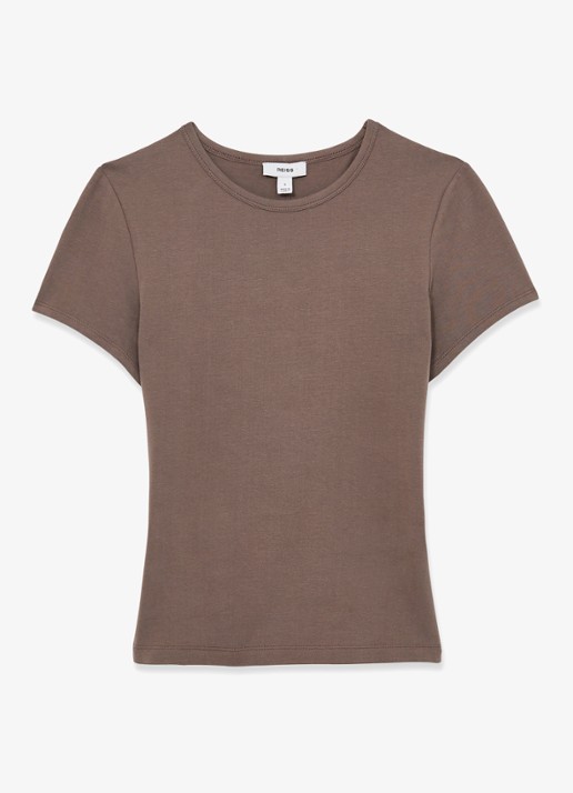 Reiss Jolie T-shirt met stretch - voorkant 4 zand