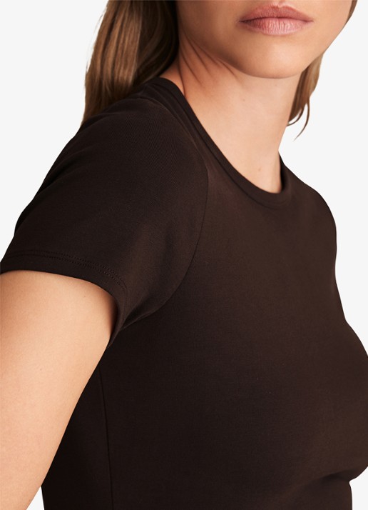 Reiss Jolie T-shirt met stretch - detail 5 donkerbruin