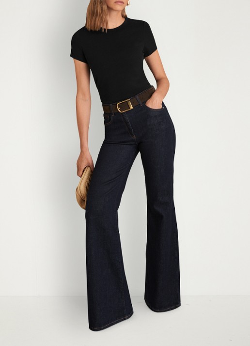 Reiss Jolie T-shirt met stretch - voorkant 3 zwart