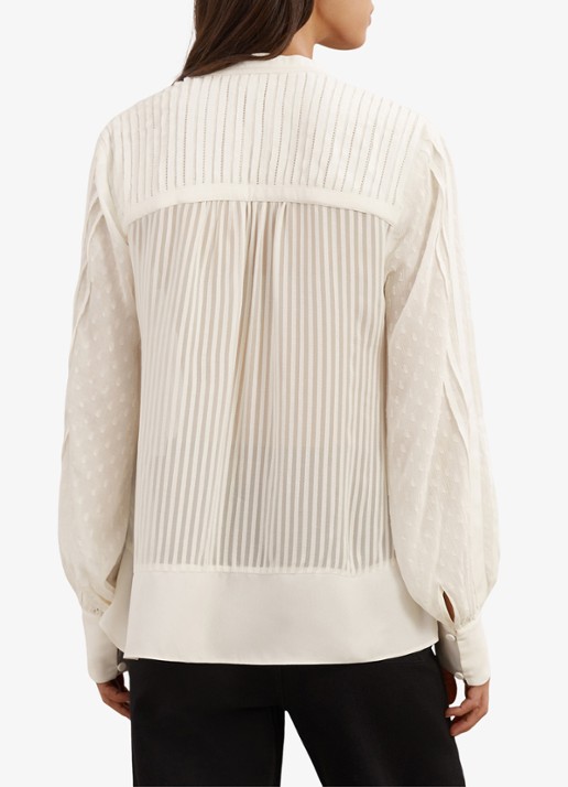 Reiss Josephine blouse met streepprint en ballonmouwen - achterkant 6 wit