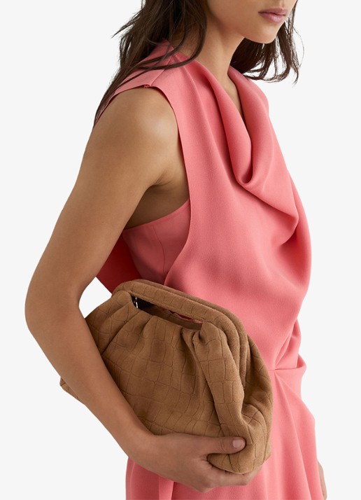Reiss June clutch van suède - detail 5 bruin