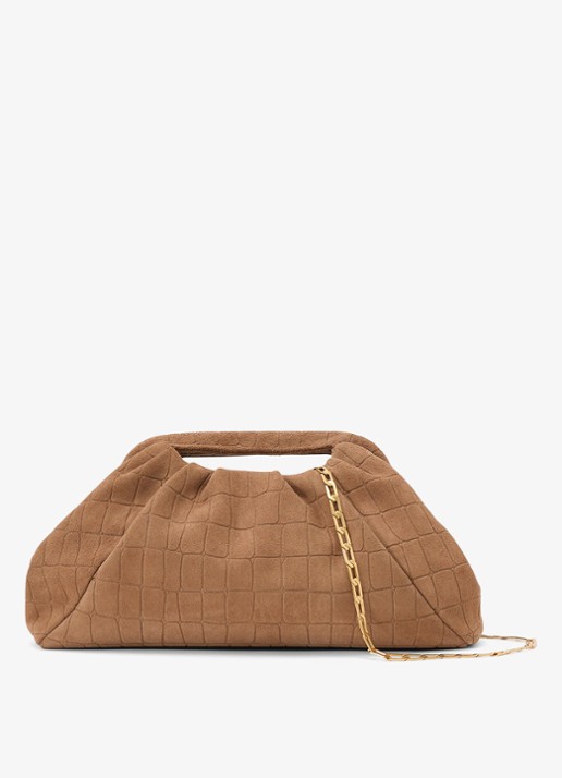 Reiss June clutch van suède - voorkant bruin