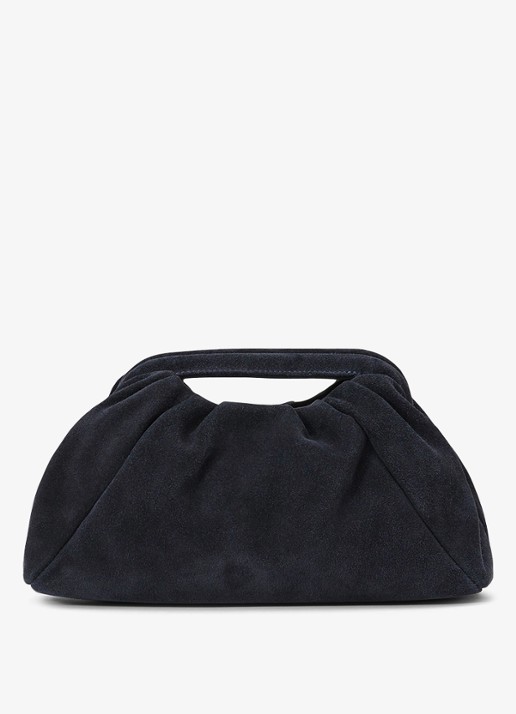 Reiss June clutch van suède - detail 2 donkerblauw