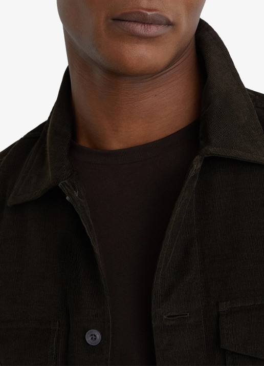 Reiss KAI Corduroy Twin-Pocket Overshirt - detail 4 donkergroen